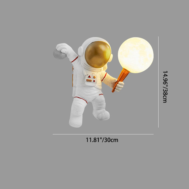 Hedendaagse Creatieve Cartoon Astronaut Hars Abs 1-Lichts Wandlamp Voor Slaapkamer