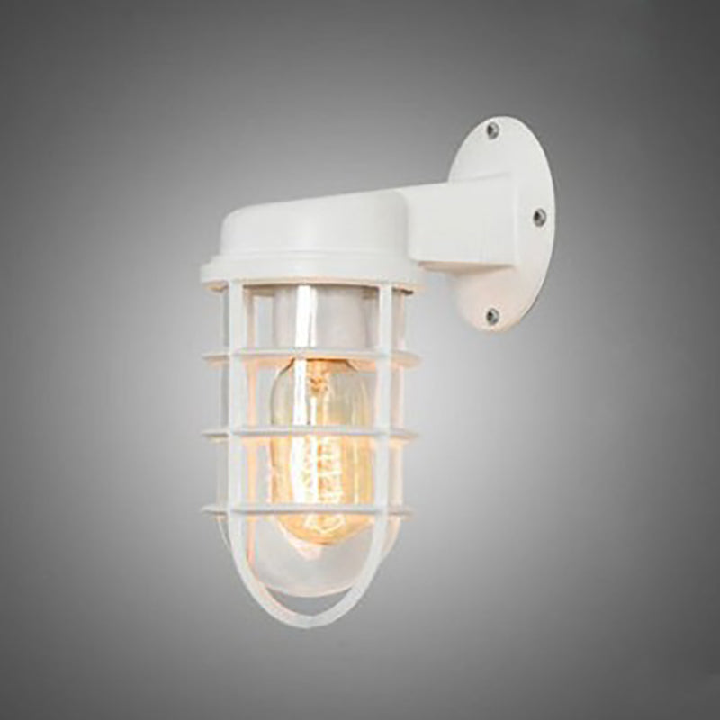 Moderne Industriële Aluminium Ronde Kooi 1-Lichts Waterdichte Wandlamp Voor Entree