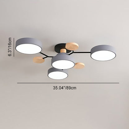 Moderne Scandinavische Ronde Molecuultak Ontwerp Led Semi-inbouw Plafondlamp Voor Woonkamer