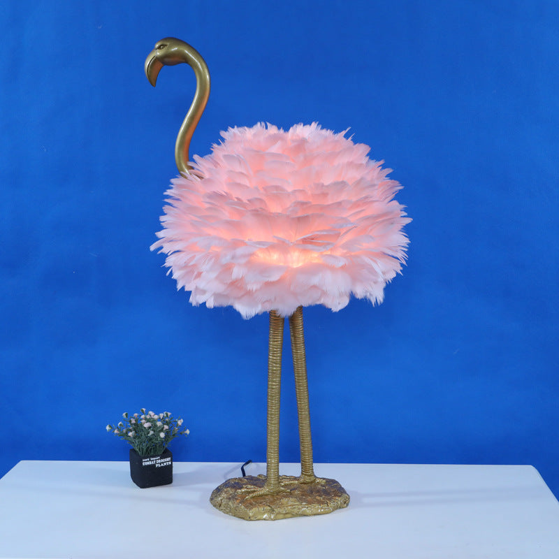 Moderne Scandinavische Ganzenveren Metalen Flamingo Bal 1-lichts Tafellamp Voor Naast Het Bed