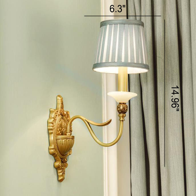 Europese Luxe Stoffen Messing Gesneden 1/2 Licht Wandlamp