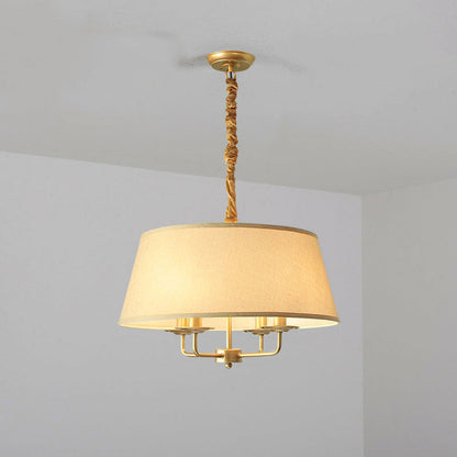 Europese Vintage Klassieke Ijzeren Stoffen Hanglamp Met 4 Lampen