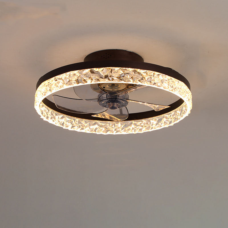 Moderne Cirkelvormige Ring Led Semi-Inbouw Plafondventilatorlamp