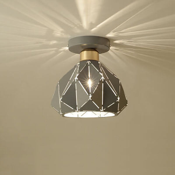 Moderne Creatieve Diamond Dome 1-Lichts Macaron Semi-Inbouw Plafondlamp