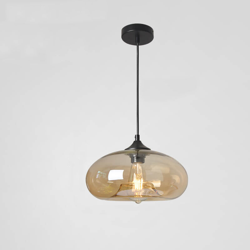 Creatieve Ovale Hanglamp Met 1 Licht Gemaakt Van Gekleurd Glas