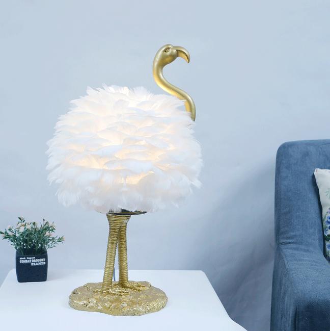 Moderne Scandinavische Ganzenveren Metalen Flamingo Bal 1-lichts Tafellamp Voor Naast Het Bed