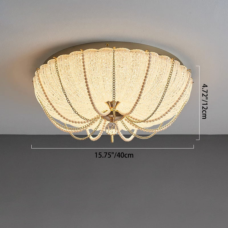 Moderne Art Deco Pompoen Half Ronde Ijzeren Kristal Led Plafondlamp Voor Slaapkamer