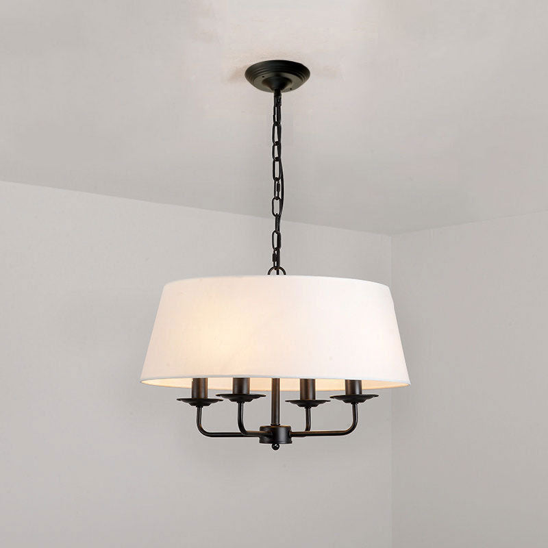 Europese Vintage Klassieke Ijzeren Stoffen Hanglamp Met 4 Lampen