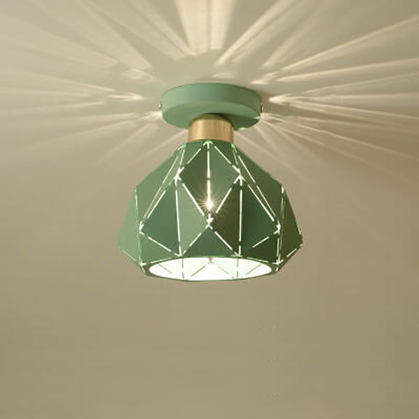 Moderne Creatieve Diamond Dome 1-Lichts Macaron Semi-Inbouw Plafondlamp