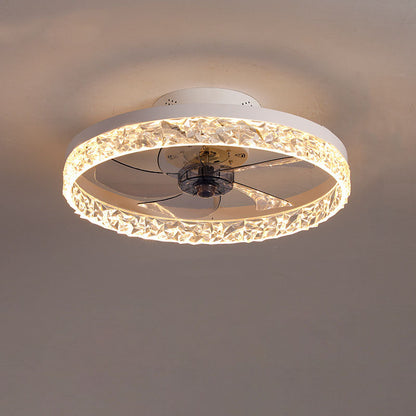 Moderne Cirkelvormige Ring Led Semi-Inbouw Plafondventilatorlamp