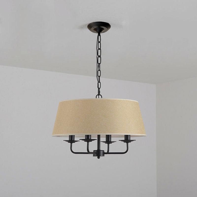 Europese Vintage Klassieke Ijzeren Stoffen Hanglamp Met 4 Lampen