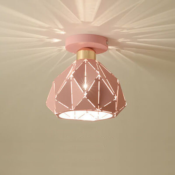 Moderne Creatieve Diamond Dome 1-Lichts Macaron Semi-Inbouw Plafondlamp