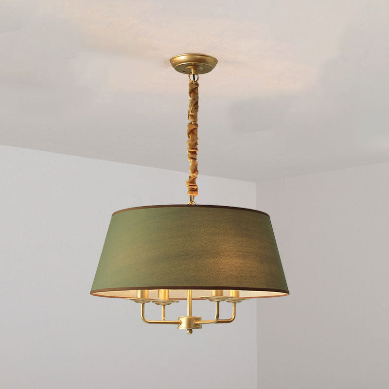 Europese Vintage Klassieke Ijzeren Stoffen Hanglamp Met 4 Lampen