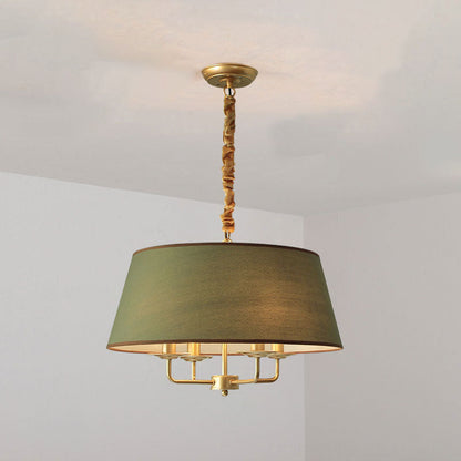 Europese Vintage Klassieke Ijzeren Stoffen Hanglamp Met 4 Lampen