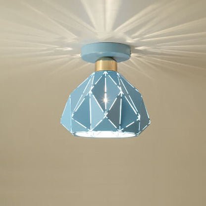 Moderne Creatieve Diamond Dome 1-Lichts Macaron Semi-Inbouw Plafondlamp