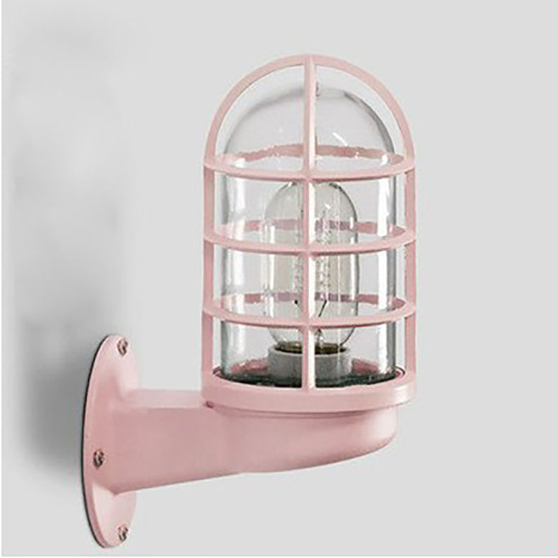 Moderne Industriële Aluminium Ronde Kooi 1-Lichts Waterdichte Wandlamp Voor Entree