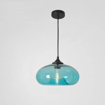 Creatieve Ovale Hanglamp Met 1 Licht Gemaakt Van Gekleurd Glas