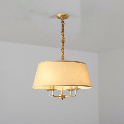 Europese Vintage Klassieke Ijzeren Stoffen Hanglamp Met 4 Lampen