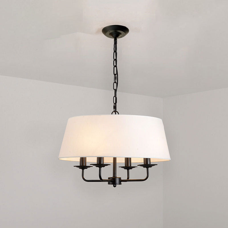 Europese Vintage Klassieke Ijzeren Stoffen Hanglamp Met 4 Lampen