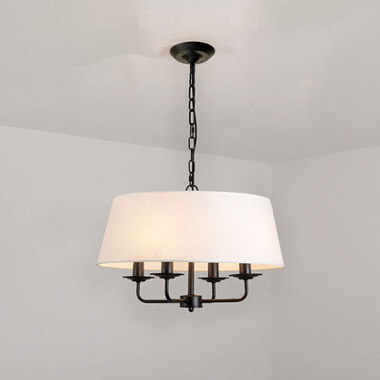 Europese Vintage Klassieke Ijzeren Stoffen Hanglamp Met 4 Lampen